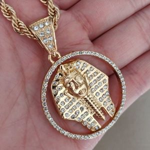👑 18K Gold Plated Pharaoh Pendant & 30" Rope Chain Necklace 🐍 Egyptian -#11